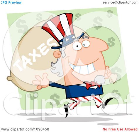 Clipart Uncle Sam Carrying A Taxes Bag Royalty Free Vector