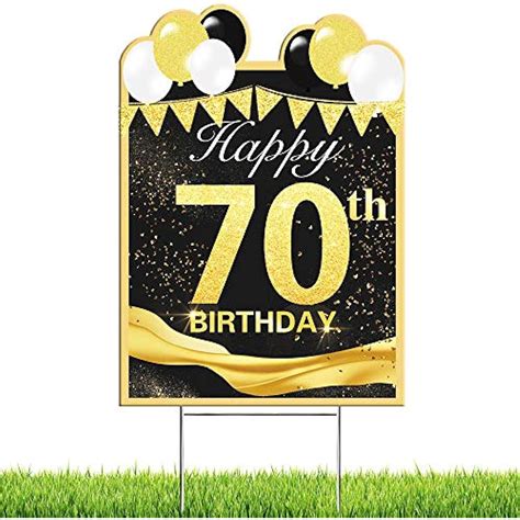 Wojogo Happy 70th Birthday Yard Sign Outdoor Lawn For Party Decoration