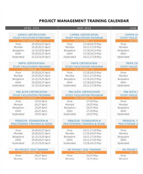 Project Calendar Template 20 Free Word Excel Pdf Format Download