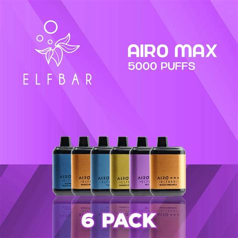 Elf Bar Airo Max 5000 Puffs Disposable Vape 6 Pack Smokers World Woh