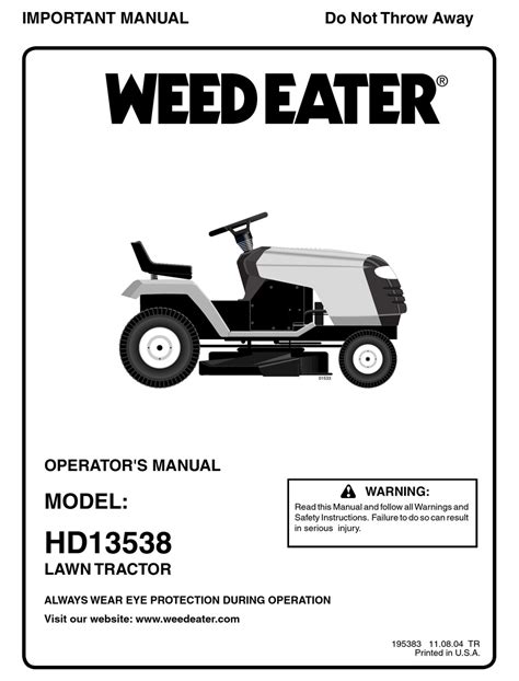 Weed Eater Hd13538 Operators Manual Pdf Download Manualslib