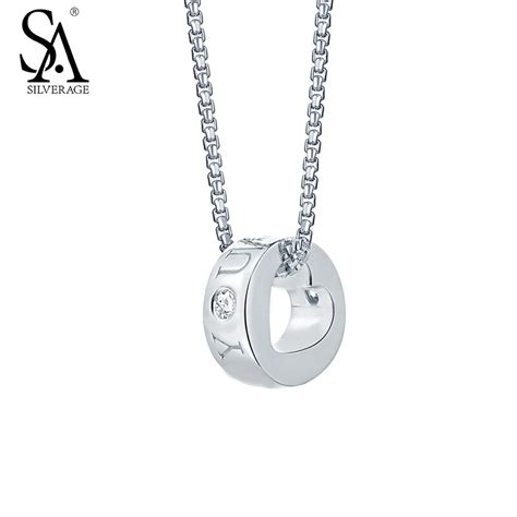SA SILVERAGE Real 925 Sterling Silver Heart Necklace Women Fine Jewelry