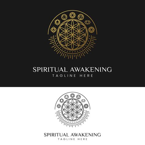 Spiritual Awakening With Flower Of Life And 7 Chakra Symbols Logo