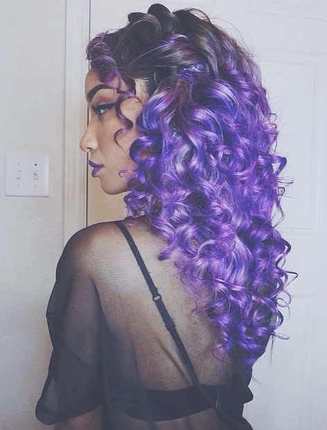 Curly Purple Hair Purple Hair Curly Hair Styles Hair Styles