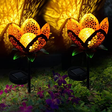 Wholesale Led Garden Solar Light Pathway Hollow Flower Stake Projector