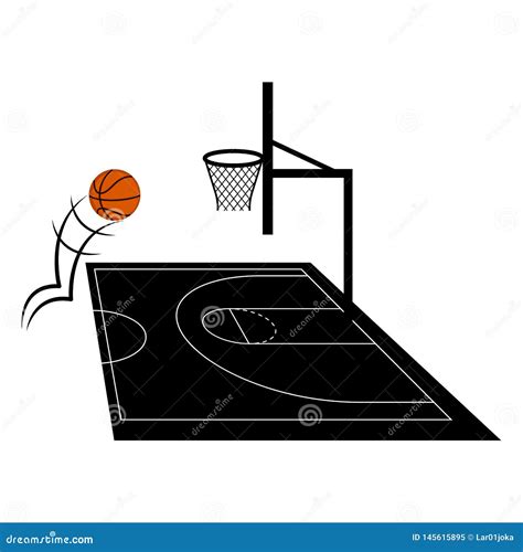 Top View Basketball Court And Layout Line On Wooden Texture Background