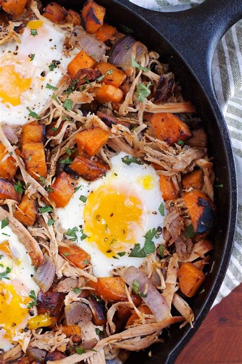I've done a few of those, but can't wait. Pulled Pork Sweet Potato Hash with Eggs | Recipe | Pulled pork recipes, Pork recipes, Sweet ...