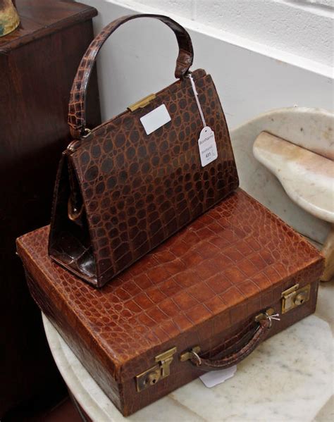 Bonhams A Crocodile Skin Suitcase And Handbag
