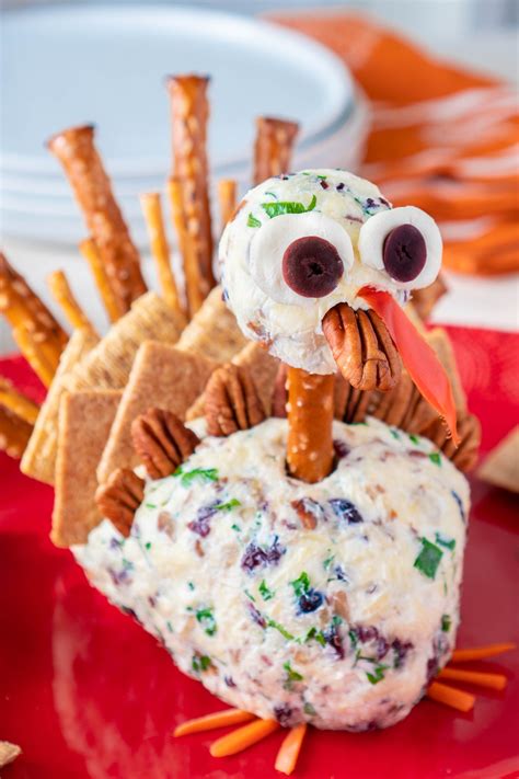 Turkey Cheese Ball Cute Thanksgiving Appetizer Eating Richly