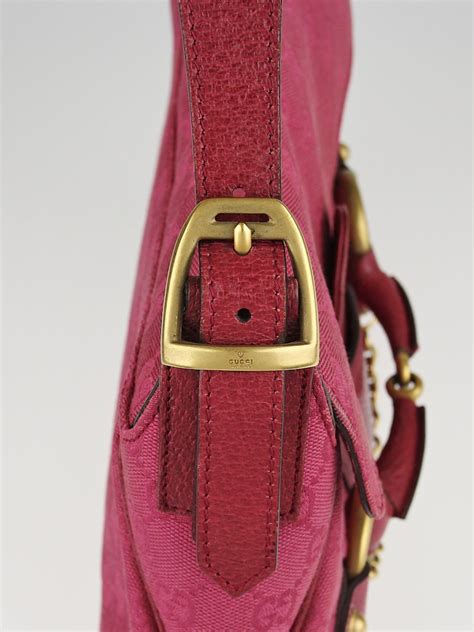 Style # 602204 1db0g 2361 style: Gucci Pink GG Canvas Horsebit Chain Medium Shoulder Bag ...
