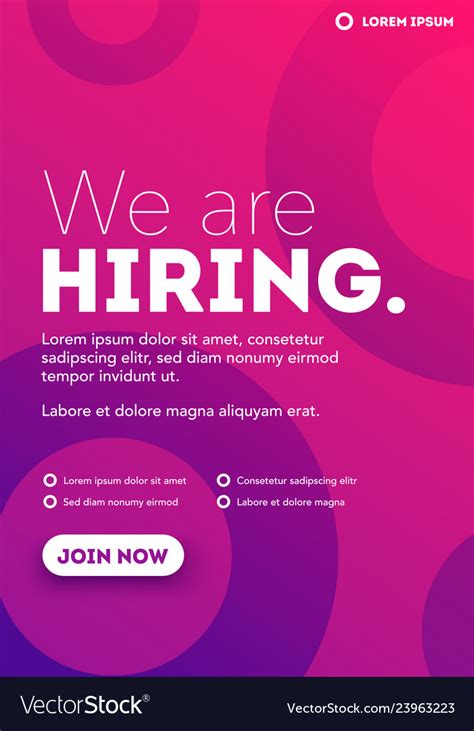 We Are Hiring Join Our Team Poster Royalty Free Vector Image