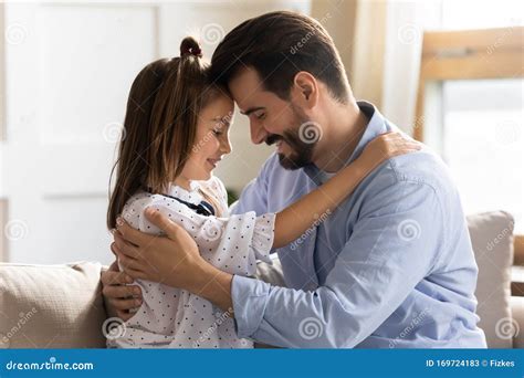 Loving Father And Small Daughter Cuddle Sharing Close Moment Stock Image Image Of Little