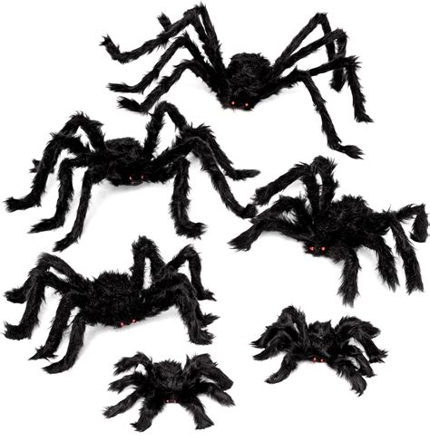 halloween realistische haarige spinnen set 6 pack gruselige spinnen mit verschiedenen größen