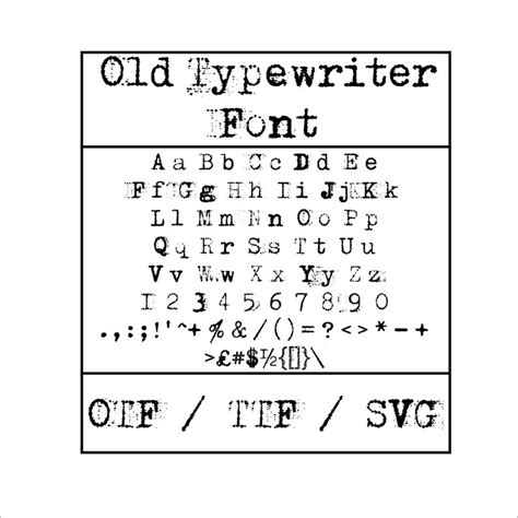 Old Typewriter Font Svg Otf Ttf Vintage Font Handwritten Fonts Etsy