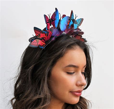 Pink And Blue Butterfly Headband Butterfly Boho Headpiece Etsy
