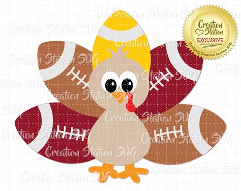 Svg Football Turkey Multicolored Thanksgiving Harvest Cut File Etsy
