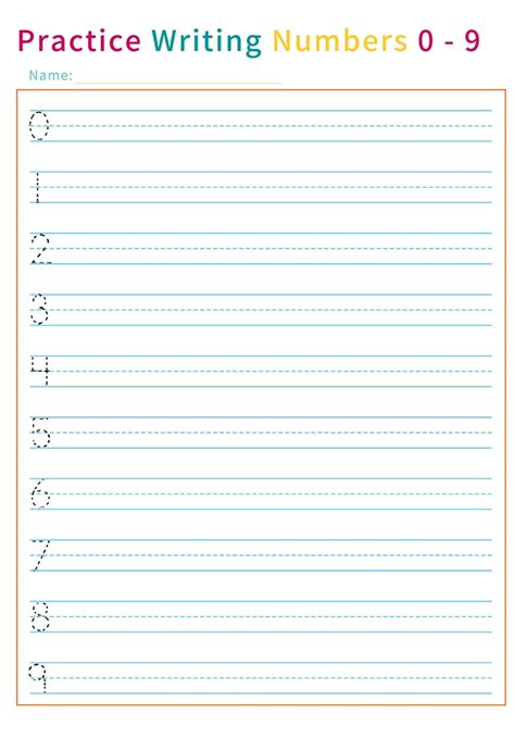 Writing Numbers 0-9 Counting Worksheet
