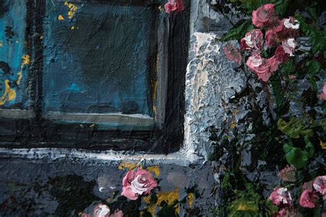 Nostalgic Window Original Acryl Painting On Canvas 50x70x2cmready To