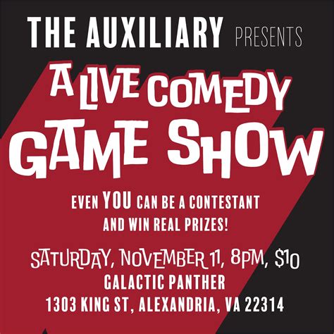 Nov 11 Live Comedy Game Show With The Auxiliary Improv Greater