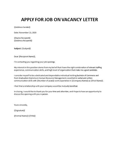 application letter  job