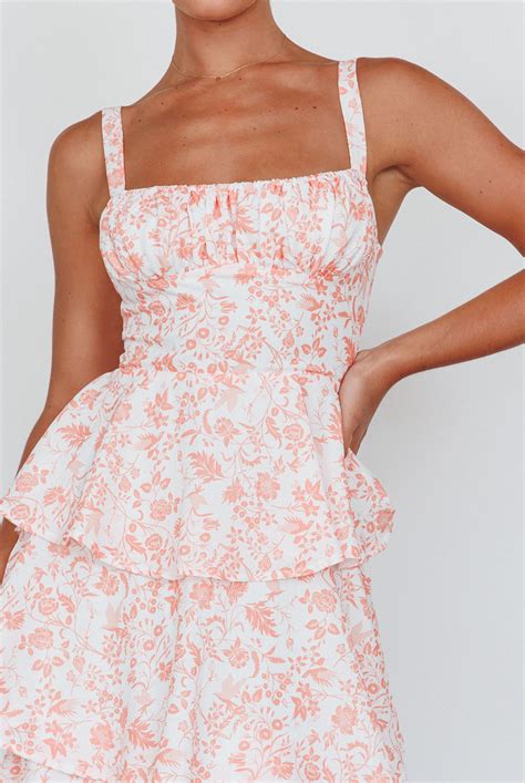 Shop The Provence Bloom Tiered Midi Dress Floral Orange Selfie Leslie