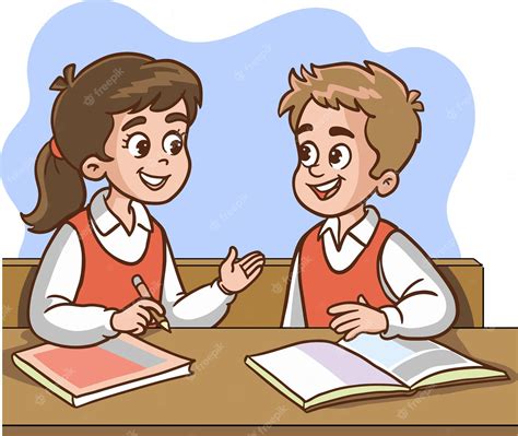 Premium Vector Vector Illustration Of Boy And Girl Student Talking In