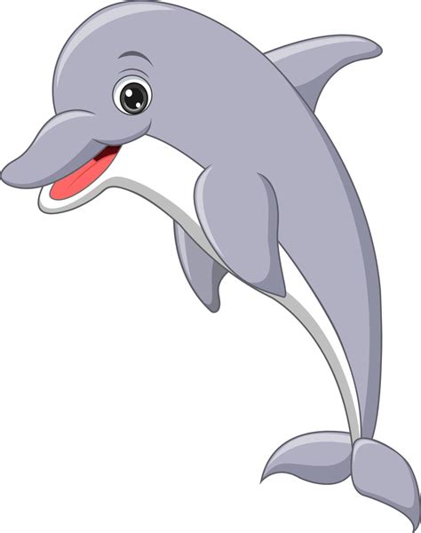 Delfín De Dibujos Animados Saltando Sobre Fondo Blanco 5112382 Vector