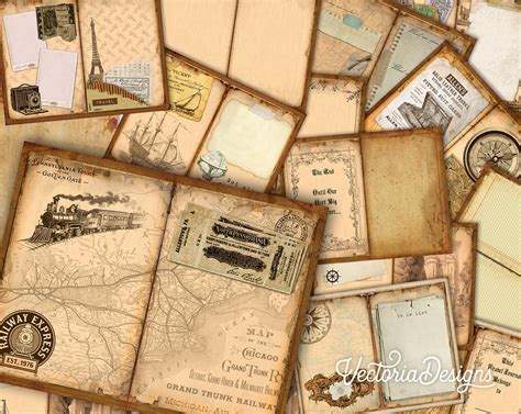 Travel Journal Kit, Printable Journal, Vintage Journal, Scrapbooking Journal, Junk Journal ...