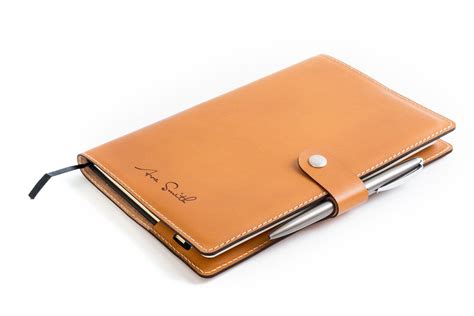 A5 Notebook + Pen Tan | Personalized leather, Leather notebook cover, Leather notebook