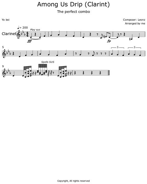 Among Us Drip Clarint Sheet Music For Clarinet