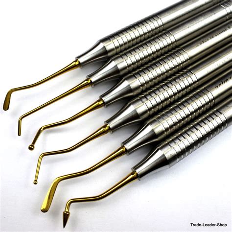 6 Gold Composite Dental Filling Instrument Probe Scaler Spatula Heidman