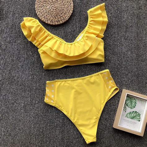 Ruffle Sleeve Bikinis High Waist 2019 Swimsuit Women Brazilian Sexy