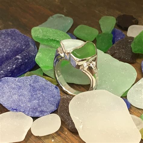Custom Sea Glass And Diamond Ring Stellor Custom Jewelry