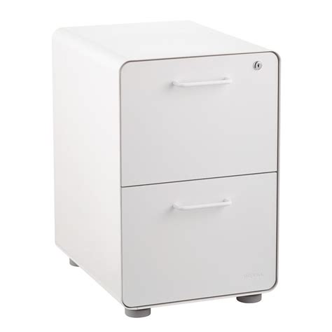The inner slide bar interlocks with a locking lug at each drawer opening when in the locked position providing added security. Poppin White 2-Drawer Locking Stow Filing Cabinet | The ...