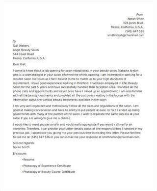 Maybe you would like to learn more about one of these? 9+ Receptionist Job Application Letters - Free Word, PDF ...