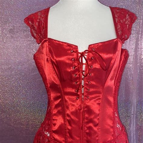dreamgirl women s red corset depop