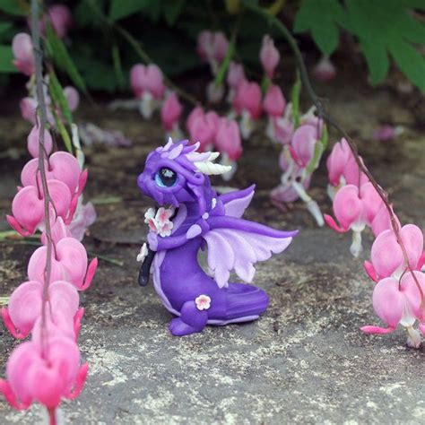 Purple Baby Dragon With Cherry Blossoms Etsy Baby Dragon Purple