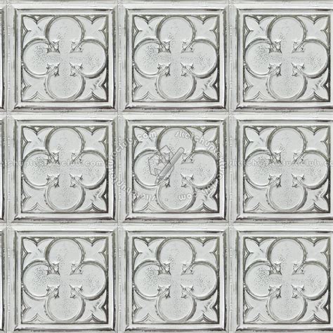 Old White Wood Ceiling Tiles Panels Texture Seamless 04621