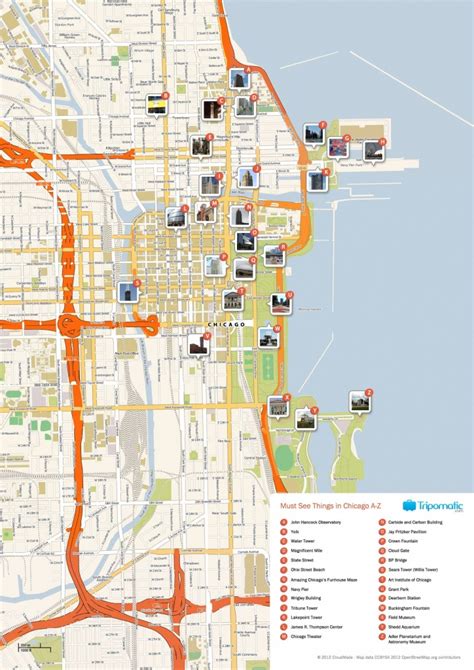 Chicago Tourist Walking Map Leancy Travel Printable Walking Map Of