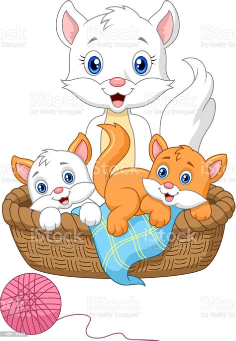Cartoon Mother Cat Playing With Baby Catvector Illustration Stock
