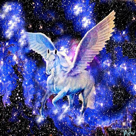 Flying Horse In The Starry Night Sky Painting By Saundra Myles Fine