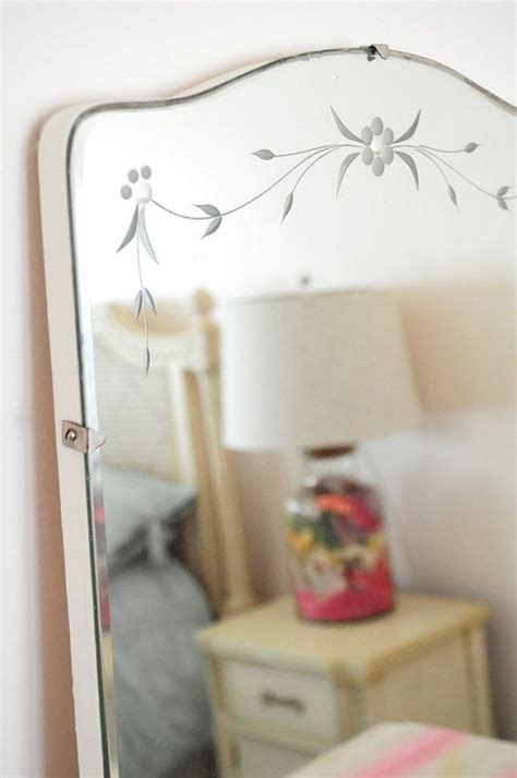 Lovely Antique Frameless Victorian Etched Glass Mirror Lovely Antiques Glass Mirror Vintage