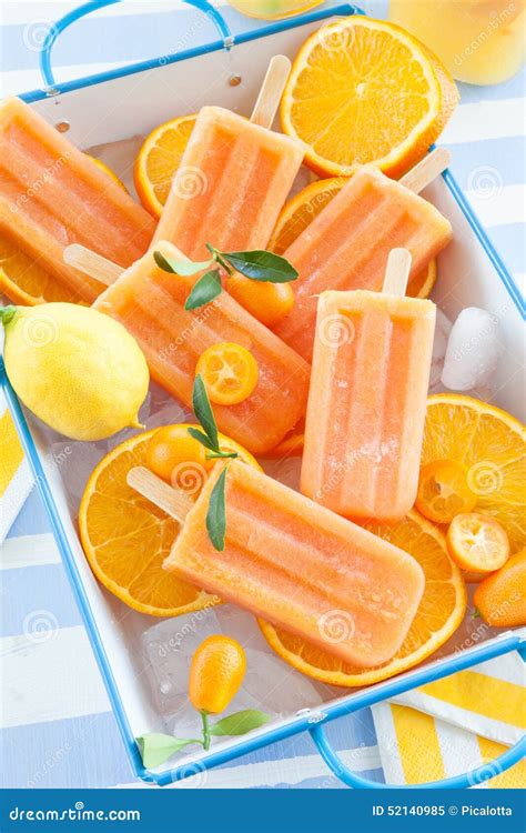 Homemade Orange Popsicles Stock Image Image Of Oranges 52140985