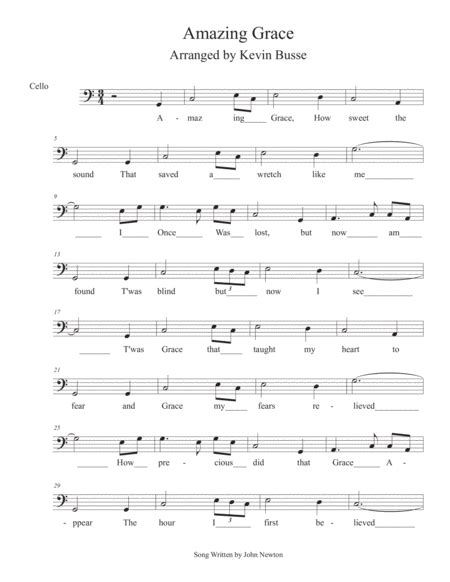 Amazing Grace In The Easy Key Of C Piano Free Music Sheet