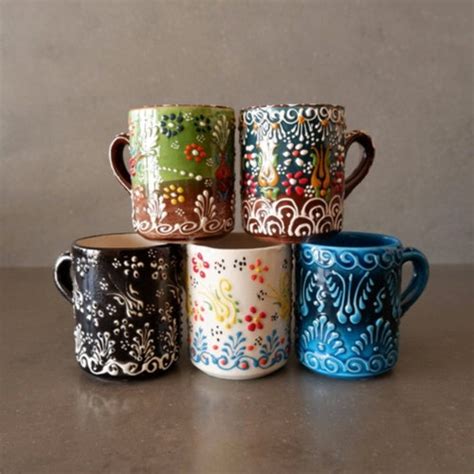 Handmade Turkish Ceramic Coffee Mug Floral Coffee Mug Mug For Etsy