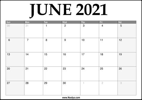 Printable June 2021 Calendar Templates With Holidays June 2021