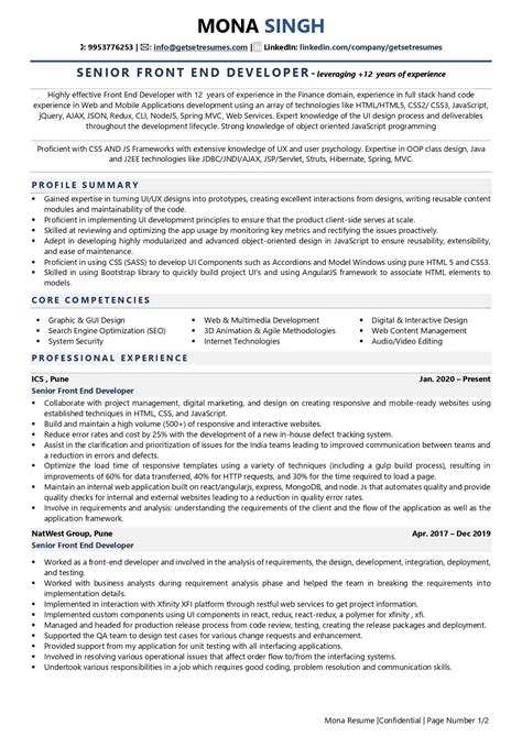Front End Developer Resume Examples And Template With Job Winning Tips