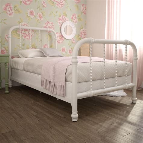 Dhp Jenny Lind Kids Metal Bed Frame With Headboard Twin White