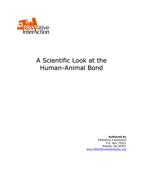 A Scientific Look At The Human Animal Bond