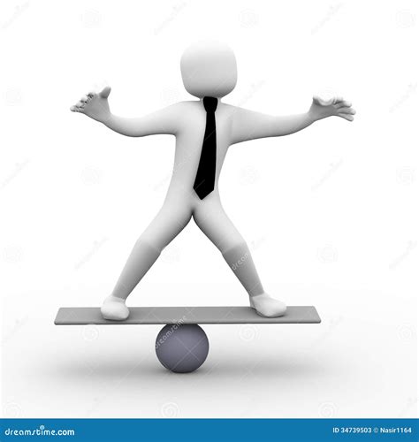 3d Person Balancing On Scale Illustration Stock Illustration